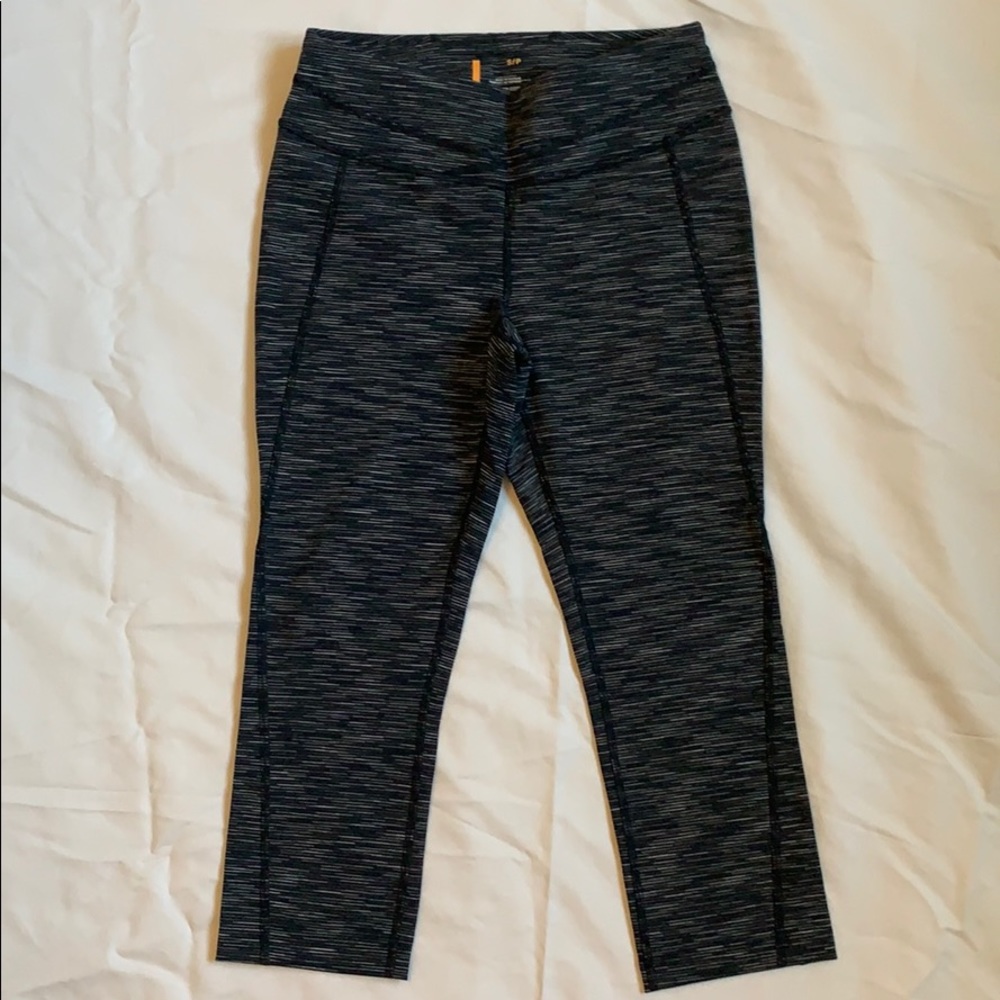 Black and Gray Stripped Exercise Capris